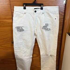 Rocawear White Relaxed Distressed Jeans